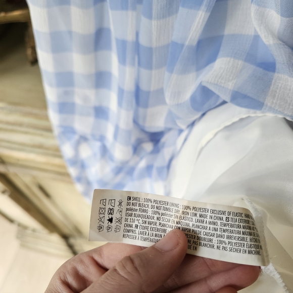 English Factory Gingham Plaid Cottagecore Whimsical Tiered Dress - Picture 8 of 9